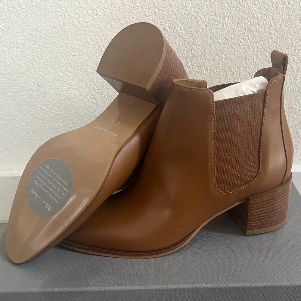 Everlane Italian Leather The Heeled Boot in Cognac 6.5 NEW